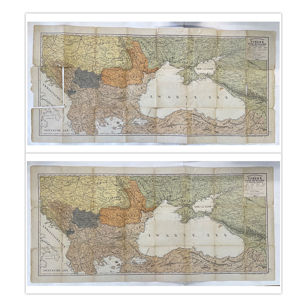 Gerestaureerde oorlogskaart uit 1877